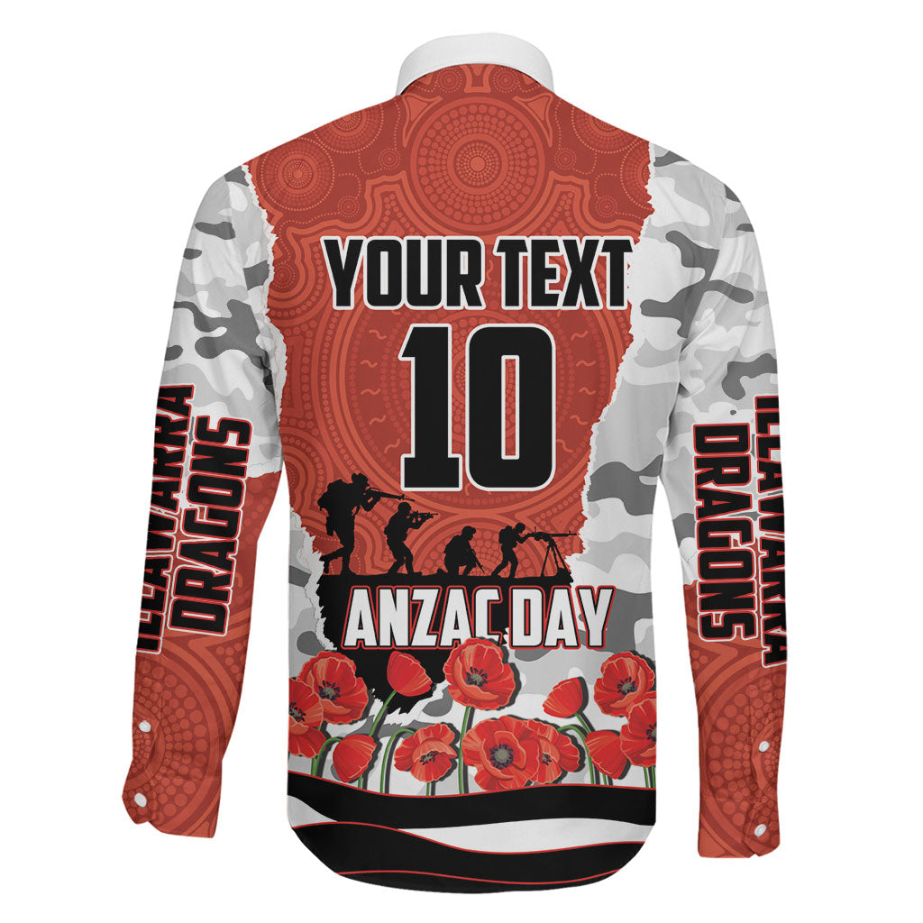 Personalized Dragons ANZAC Tribute Family Matching Puletasi and Hawaiian Shirt Poppy Field Soldier Silhouette Aboriginal Rugby Mascot