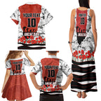 Personalized Dragons ANZAC Tribute Family Matching Tank Maxi Dress and Hawaiian Shirt Poppy Field Soldier Silhouette Aboriginal Rugby Mascot