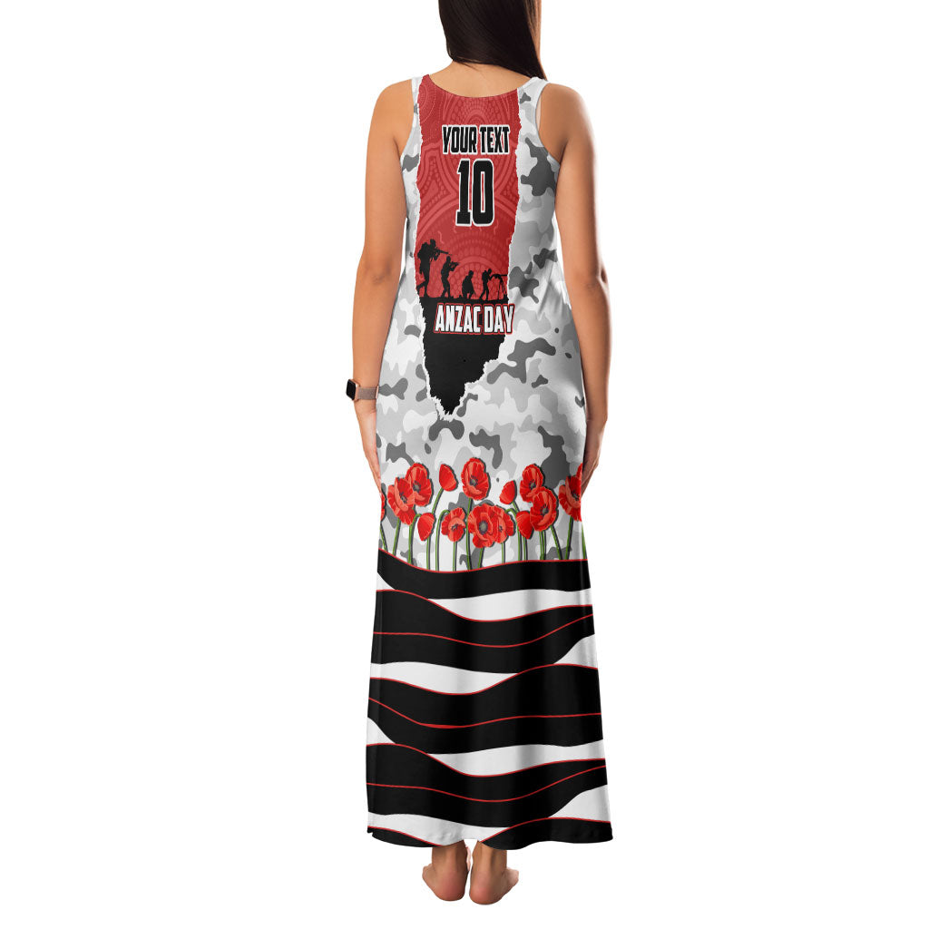 Personalized Dragons ANZAC Tribute Family Matching Tank Maxi Dress and Hawaiian Shirt Poppy Field Soldier Silhouette Aboriginal Rugby Mascot