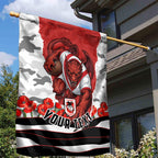 Personalized Dragons ANZAC Tribute Garden Flag Poppy Field Soldier Silhouette Aboriginal Rugby Mascot