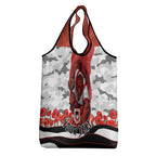 Personalized Dragons ANZAC Tribute Grocery Bag Poppy Field Soldier Silhouette Aboriginal Rugby Mascot