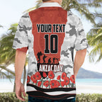Personalized Dragons ANZAC Tribute Hawaiian Shirt Poppy Field Soldier Silhouette Aboriginal Rugby Mascot