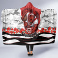 Personalized Dragons ANZAC Tribute Hooded Blanket Poppy Field Soldier Silhouette Aboriginal Rugby Mascot