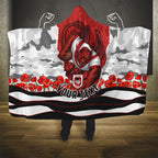 Personalized Dragons ANZAC Tribute Hooded Blanket Poppy Field Soldier Silhouette Aboriginal Rugby Mascot