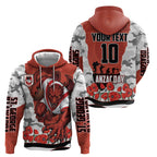 Personalized Dragons ANZAC Tribute Hoodie Poppy Field Soldier Silhouette Aboriginal Rugby Mascot