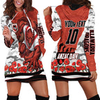 Personalized Dragons ANZAC Tribute Hoodie Dress Poppy Field Soldier Silhouette Aboriginal Rugby Mascot