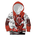 Personalized Dragons ANZAC Tribute Kid Hoodie Poppy Field Soldier Silhouette Aboriginal Rugby Mascot