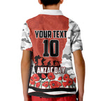 Personalized Dragons ANZAC Tribute Kid Polo Shirt Poppy Field Soldier Silhouette Aboriginal Rugby Mascot