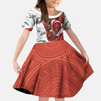Personalized Dragons ANZAC Tribute Kid Short Sleeve Dress Poppy Field Soldier Silhouette Aboriginal Rugby Mascot