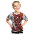 Personalized Dragons ANZAC Tribute Kid T Shirt Poppy Field Soldier Silhouette Aboriginal Rugby Mascot