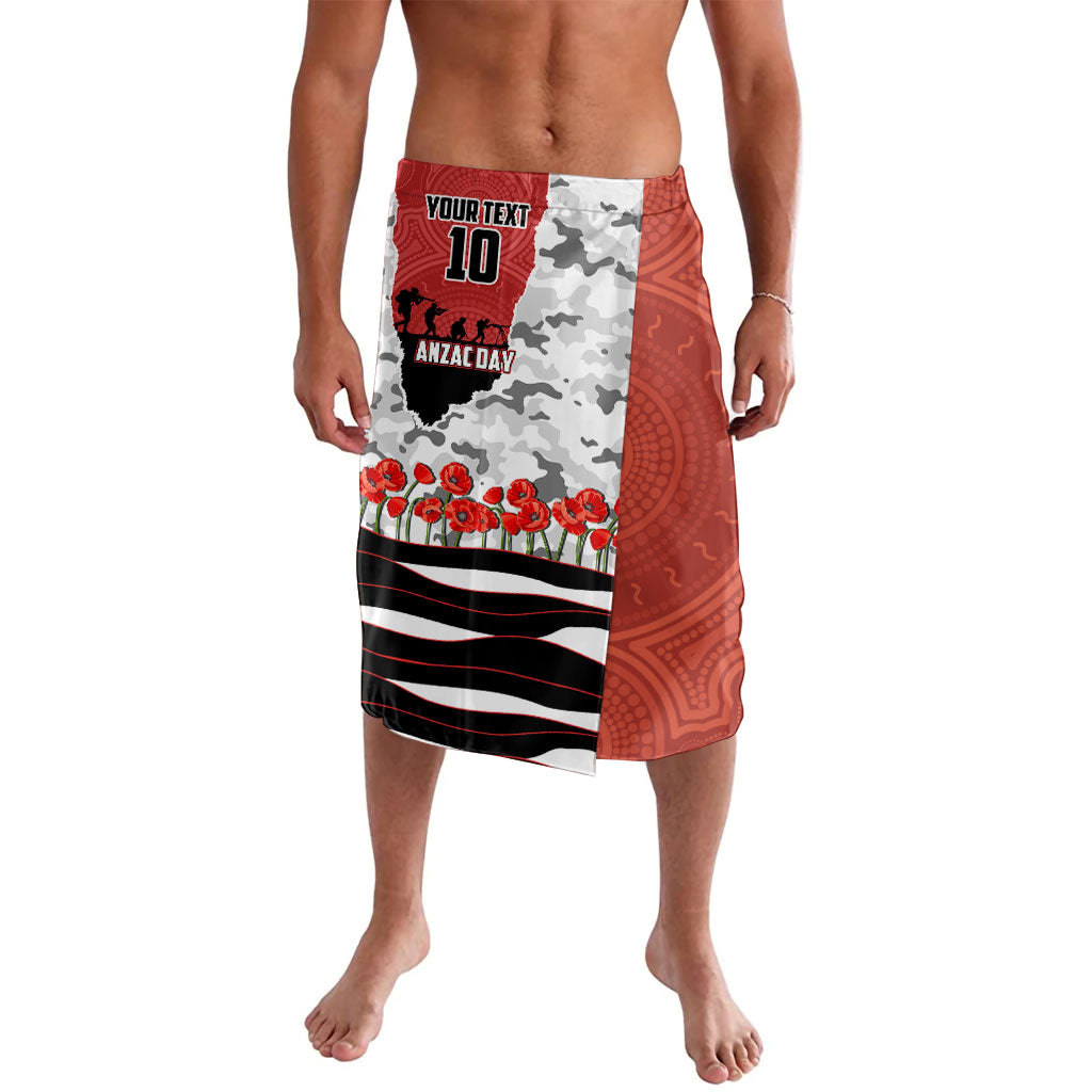 Personalized Dragons ANZAC Tribute Lavalava Poppy Field Soldier Silhouette Aboriginal Rugby Mascot