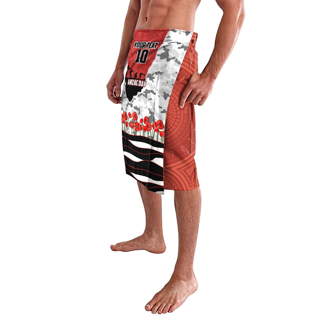 Personalized Dragons ANZAC Tribute Lavalava Poppy Field Soldier Silhouette Aboriginal Rugby Mascot