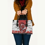 Personalized Dragons ANZAC Tribute Leather Bag Poppy Field Soldier Silhouette Aboriginal Rugby Mascot