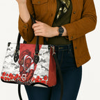 Personalized Dragons ANZAC Tribute Leather Bag Poppy Field Soldier Silhouette Aboriginal Rugby Mascot