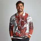 Personalized Dragons ANZAC Tribute Long Sleeve Polo Shirt Poppy Field Soldier Silhouette Aboriginal Rugby Mascot