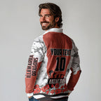 Personalized Dragons ANZAC Tribute Long Sleeve Polo Shirt Poppy Field Soldier Silhouette Aboriginal Rugby Mascot