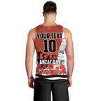 Personalized Dragons ANZAC Tribute Men Tank Top Poppy Field Soldier Silhouette Aboriginal Rugby Mascot