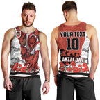 Personalized Dragons ANZAC Tribute Men Tank Top Poppy Field Soldier Silhouette Aboriginal Rugby Mascot