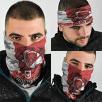 Personalized Dragons ANZAC Tribute Neck Gaiter Poppy Field Soldier Silhouette Aboriginal Rugby Mascot