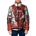 Personalized Dragons ANZAC Tribute Padded Jacket Poppy Field Soldier Silhouette Aboriginal Rugby Mascot