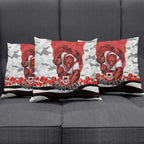 Personalized Dragons ANZAC Tribute Pillow Cover Poppy Field Soldier Silhouette Aboriginal Rugby Mascot