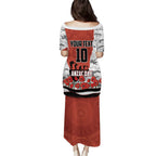 Personalized Dragons ANZAC Tribute Puletasi Poppy Field Soldier Silhouette Aboriginal Rugby Mascot