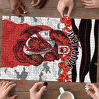 Personalized Dragons ANZAC Tribute Puzzle Poppy Field Soldier Silhouette Aboriginal Rugby Mascot