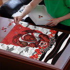 Personalized Dragons ANZAC Tribute Puzzle Poppy Field Soldier Silhouette Aboriginal Rugby Mascot