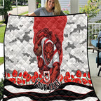Personalized Dragons ANZAC Tribute Quilt Poppy Field Soldier Silhouette Aboriginal Rugby Mascot
