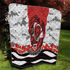 Personalized Dragons ANZAC Tribute Quilt Poppy Field Soldier Silhouette Aboriginal Rugby Mascot