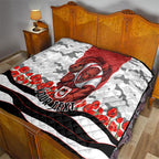 Personalized Dragons ANZAC Tribute Quilt Poppy Field Soldier Silhouette Aboriginal Rugby Mascot