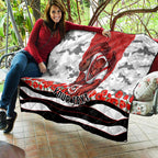 Personalized Dragons ANZAC Tribute Quilt Poppy Field Soldier Silhouette Aboriginal Rugby Mascot