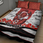Personalized Dragons ANZAC Tribute Quilt Bed Set Poppy Field Soldier Silhouette Aboriginal Rugby Mascot