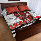 Personalized Dragons ANZAC Tribute Quilt Bed Set Poppy Field Soldier Silhouette Aboriginal Rugby Mascot