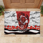 Personalized Dragons ANZAC Tribute Rubber Doormat Poppy Field Soldier Silhouette Aboriginal Rugby Mascot