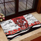 Personalized Dragons ANZAC Tribute Rubber Doormat Poppy Field Soldier Silhouette Aboriginal Rugby Mascot