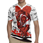 Personalized Dragons ANZAC Tribute Rugby Jersey Poppy Field Soldier Silhouette Aboriginal Rugby Mascot