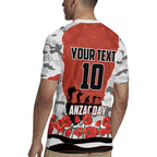 Personalized Dragons ANZAC Tribute Rugby Jersey Poppy Field Soldier Silhouette Aboriginal Rugby Mascot