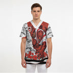 Personalized Dragons ANZAC Tribute Scrub Top Poppy Field Soldier Silhouette Aboriginal Rugby Mascot