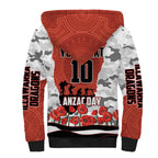 Personalized Dragons ANZAC Tribute Sherpa Hoodie Poppy Field Soldier Silhouette Aboriginal Rugby Mascot