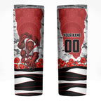 Personalized Dragons ANZAC Tribute Skinny Tumbler Poppy Field Soldier Silhouette Aboriginal Rugby Mascot