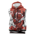 Personalized Dragons ANZAC Tribute Sleeveless Hoodie Poppy Field Soldier Silhouette Aboriginal Rugby Mascot