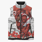 Personalized Dragons ANZAC Tribute Sleeveless Puffer Jacket Poppy Field Soldier Silhouette Aboriginal Rugby Mascot
