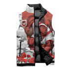 Personalized Dragons ANZAC Tribute Sleeveless Puffer Jacket Poppy Field Soldier Silhouette Aboriginal Rugby Mascot
