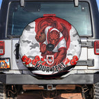 Personalized Dragons ANZAC Tribute Spare Tire Cover Poppy Field Soldier Silhouette Aboriginal Rugby Mascot