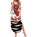 Personalized Dragons ANZAC Tribute Summer Maxi Dress Poppy Field Soldier Silhouette Aboriginal Rugby Mascot