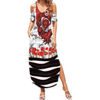 Personalized Dragons ANZAC Tribute Summer Maxi Dress Poppy Field Soldier Silhouette Aboriginal Rugby Mascot
