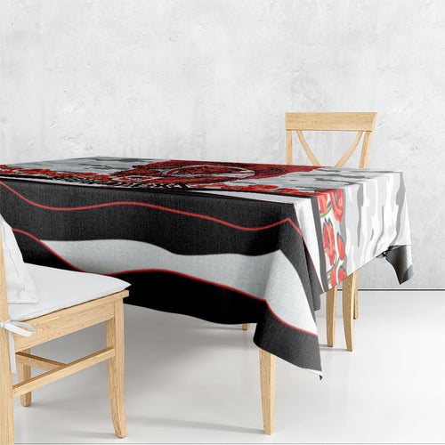 Personalized Dragons ANZAC Tribute Tablecloth Poppy Field Soldier Silhouette Aboriginal Rugby Mascot