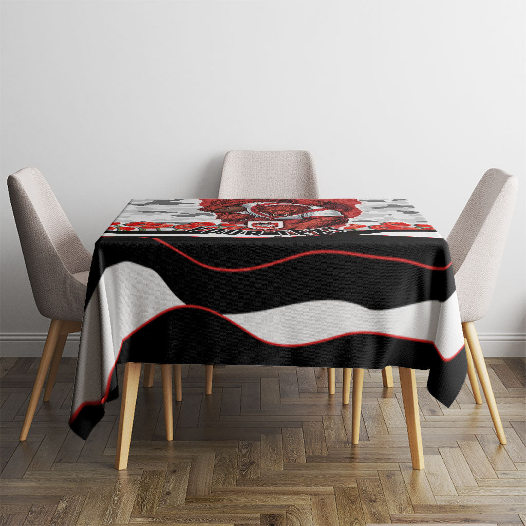 Personalized Dragons ANZAC Tribute Tablecloth Poppy Field Soldier Silhouette Aboriginal Rugby Mascot