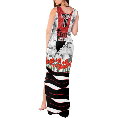 Personalized Dragons ANZAC Tribute Tank Maxi Dress Poppy Field Soldier Silhouette Aboriginal Rugby Mascot